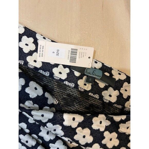Anthropologie NWT Eva Franco Black White Retro Jacquard Daisy Floral Top - Picture 5 of 9